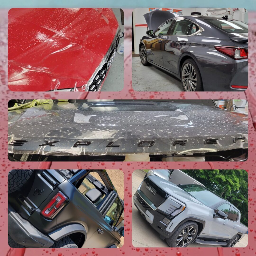 Collage of various cars in different settings.