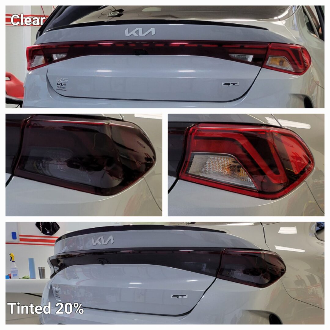 Car taillights comparison: clear and tinted.